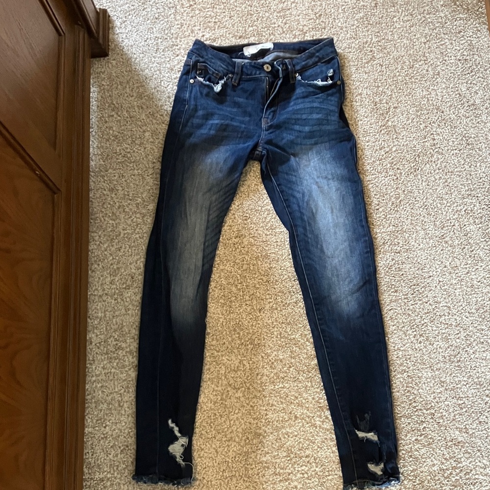 KanCan Dark Wash Distressed Skinny Jeans